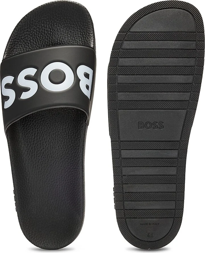 Men's Italian-Made Slides with Large Logo Detail - Black - Size 11 - Image 3