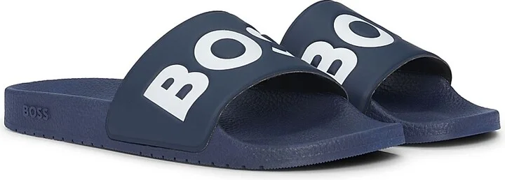 Men's Italian-Made Slides with Large Logo Detail - Black - Size 11 - Image 6