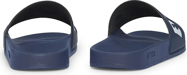 Men's Italian-Made Slides with Large Logo Detail - Black - Size 11 - Image 8