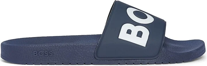 Men's Italian-Made Slides with Large Logo Detail - Black - Size 11 - Image 10
