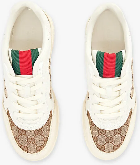 Mens Ivory Beige White Re-Web Leather Low-Top Trainers Eur 40 / 6 Uk Men - Image 2