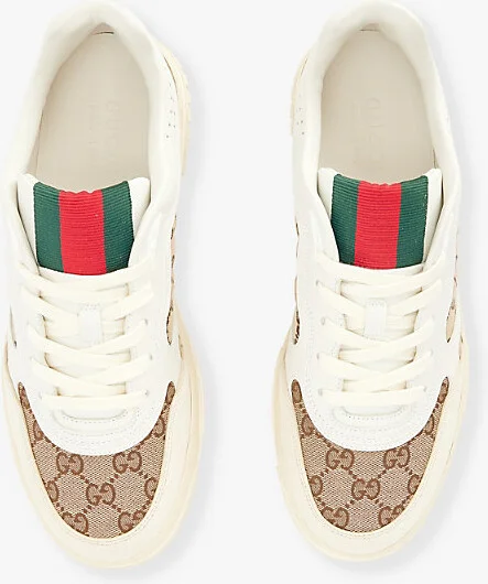 Mens Ivory Beige White Re-Web Leather Low-Top Trainers Eur 40 / 6 Uk Men - Image 3