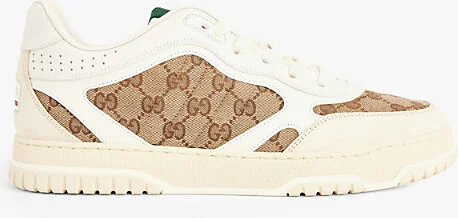 Mens Ivory Beige White Re-Web Leather Low-Top Trainers Eur 40 / 6 Uk Men