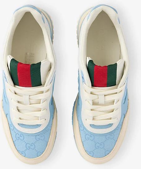Mens Ivory Green Re-Web Gg Canvas and Leather Low-Top Trainers Eur 43 / 9 Uk Men - Image 3