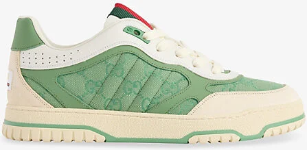 Mens Ivory Green Re-Web Gg Canvas and Leather Low-Top Trainers Eur 43 / 9 Uk Men