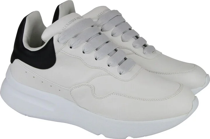 Men's Ivory / White / Black Leather Platform Sneakers - Image 2