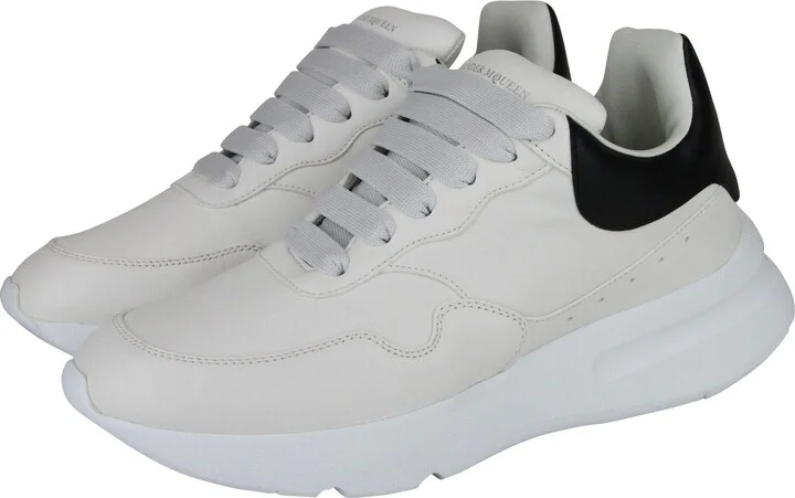 Men's Ivory / White / Black Leather Platform Sneakers - Image 4