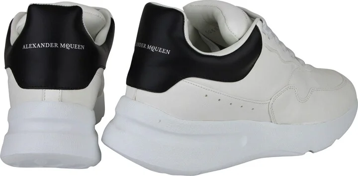 Men's Ivory / White / Black Leather Platform Sneakers - Image 5