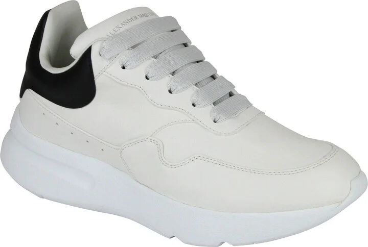 Men's Ivory / White / Black Leather Platform Sneakers - Image 6