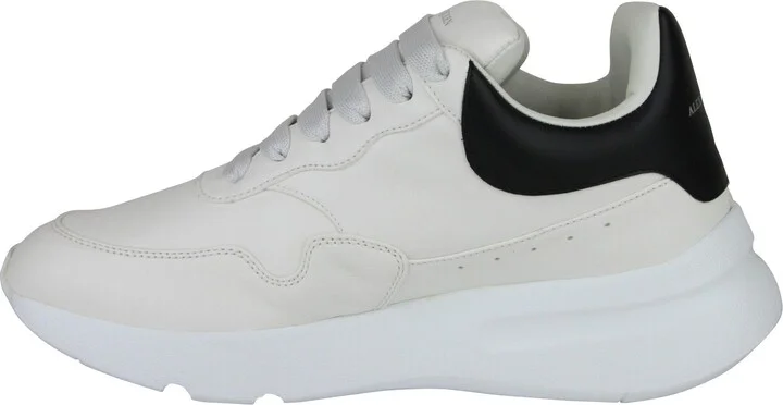 Men's Ivory / White / Black Leather Platform Sneakers - Image 7