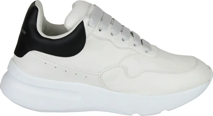 Men's Ivory / White / Black Leather Platform Sneakers