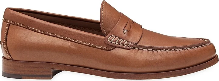 Men's J & M Collection Baldwin Penny Loafers - Cognac Sheep Skin - Size 8