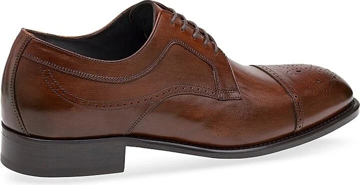 Men's J & M Collection Ellsworth Leather Lace-Up Oxfords - Brown Calf Skin - Size 8 - Image 3