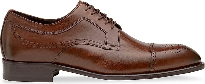 Men's J & M Collection Ellsworth Leather Lace-Up Oxfords - Brown Calf Skin - Size 8
