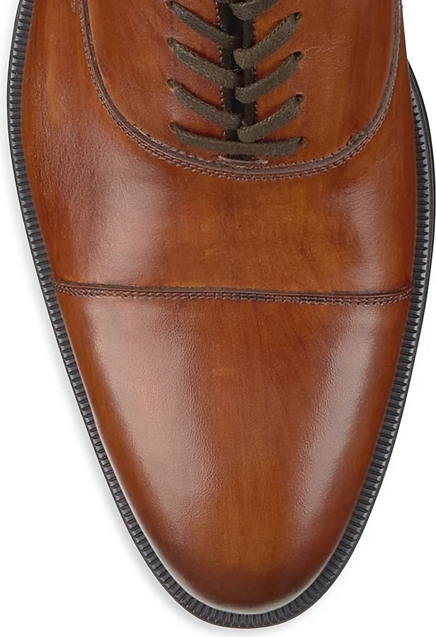 Men's J & M Collection Flynch Leather Cap-Toe Oxfords - Tan Calf Skin - Size 8.5 - Image 5