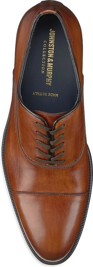 Men's J & M Collection Flynch Leather Cap-Toe Oxfords - Tan Calf Skin - Size 8.5 - Image 6