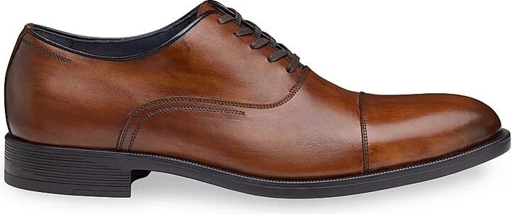 Men's J & M Collection Flynch Leather Cap-Toe Oxfords - Tan Calf Skin - Size 8.5
