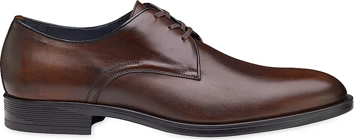 Men's J & M Collection Flynch Leather Lace-Up Oxfords - Mahogany Calf Skin - Size 8