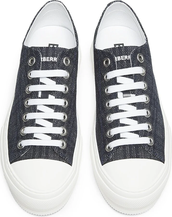 Men's Jack Check Denim Low-Top Sneakers - Indigo Denim - Size 6 - Image 4
