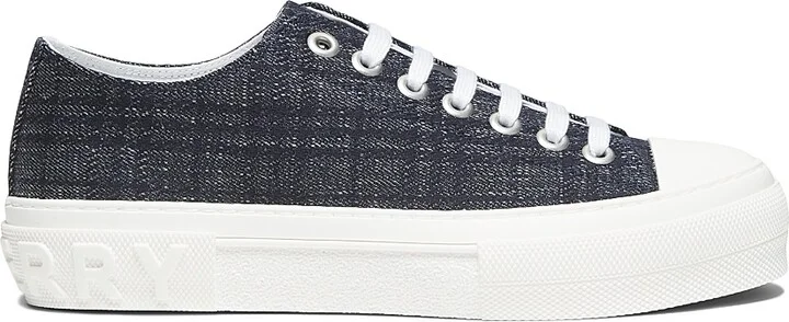 Men's Jack Check Denim Low-Top Sneakers - Indigo Denim - Size 6