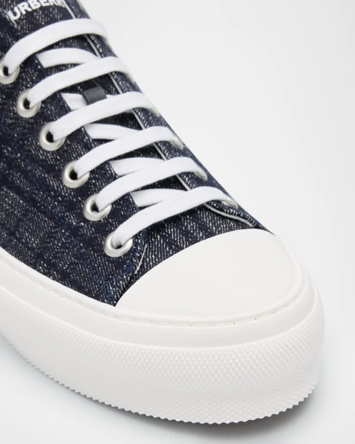 Men's Jack Tonal Check Denim Low-Top Sneakers - Image 7