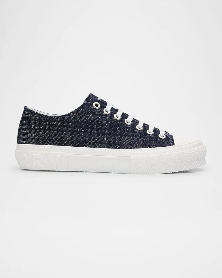 Men's Jack Tonal Check Denim Low-Top Sneakers
