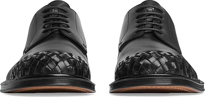 Men's James Intrecciato-Toe Leather Shoes - Black - Size 7 - Image 2