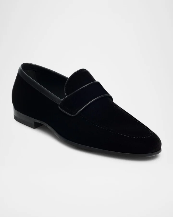 Men's Jasper Velvet and Leather Loafers - Image 2