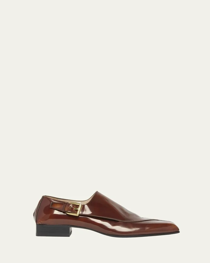 Men's Jim Brushed Leather Monk Strap Loafers