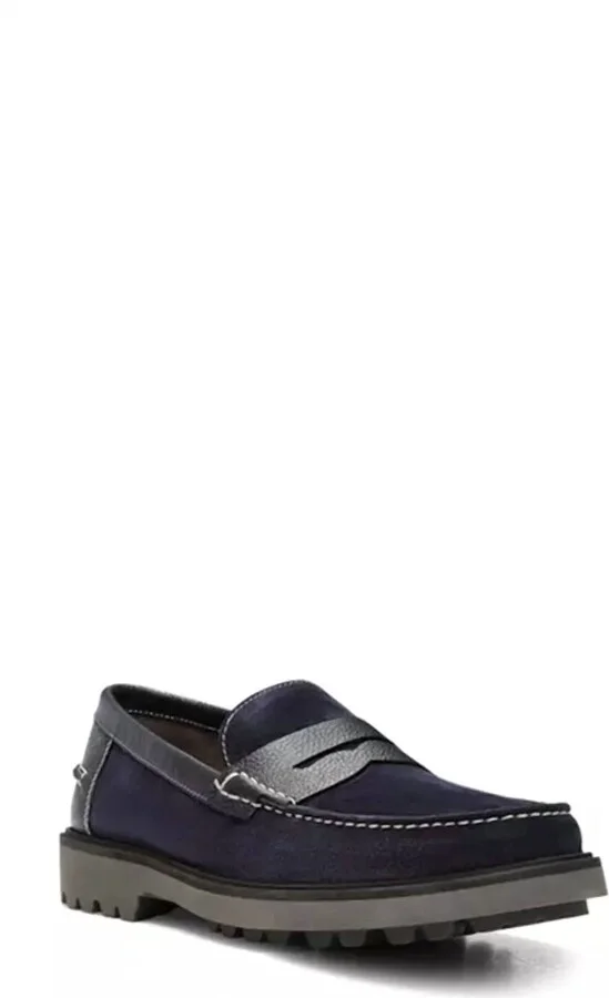 Men's Jimmy Suede Penny Loafer In Navy