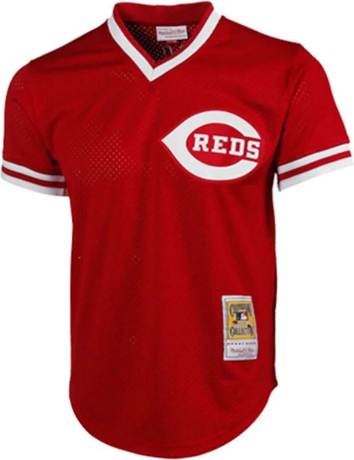 Men's Johnny Bench Red Cincinnati Reds 1983 Authentic Cooperstown Collection Mesh Batting Practice Jersey - Image 3