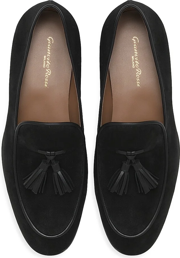 Men's Julio Suede Loafers - Black - Size 7.5 - Image 4
