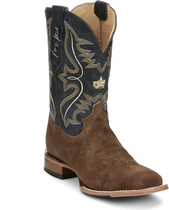 Men's Justin George Strait Dill Boot In Brown/blue