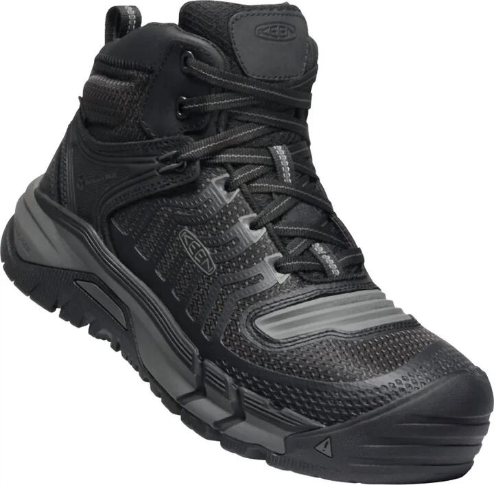 Men's Kansas City Mid Lace-Up Waterproof Work Boots - Carbon Fiber Toe In Black/ Grey
