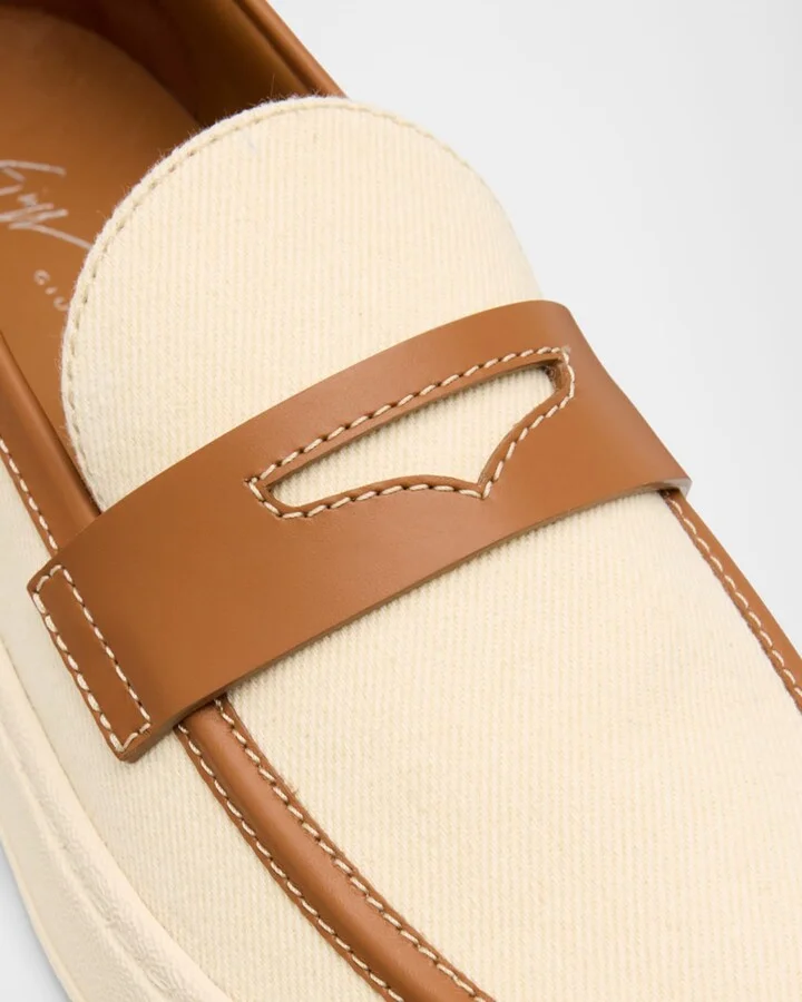 Men's Karmy Canvas and Leather Penny Loafers - Image 2