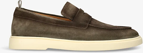 Mens Khaki Bones Slip-On Suede Penny Loafers Eur 45 / 11 Uk Men