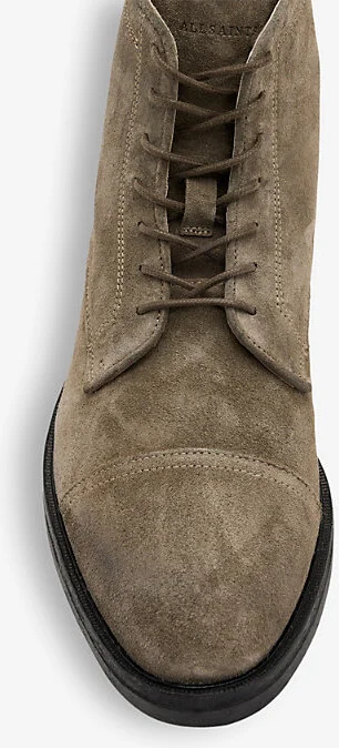 Mens Khaki Green Drago Logo-Embossed Lace-Up Suede Boots Eur 41 / 7 Uk Men - Image 2