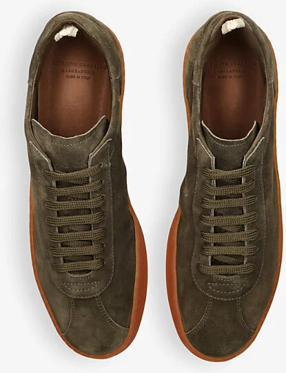Mens Khaki Halo Suede Low-Top Trainers Eur 41 / 7 Uk Men - Image 2