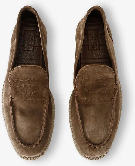 Mens Khaki Pace Closed-Toe Suede Loafers Eur 41 / 7 Uk Men - Image 2