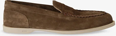 Mens Khaki Pace Closed-Toe Suede Loafers Eur 41 / 7 Uk Men