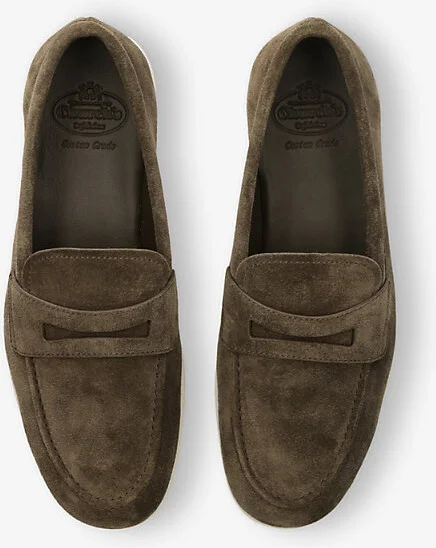Mens Khaki Saddle Slip-On Suede Loafers Eur 43.5 / 9.5 Uk Men - Image 2
