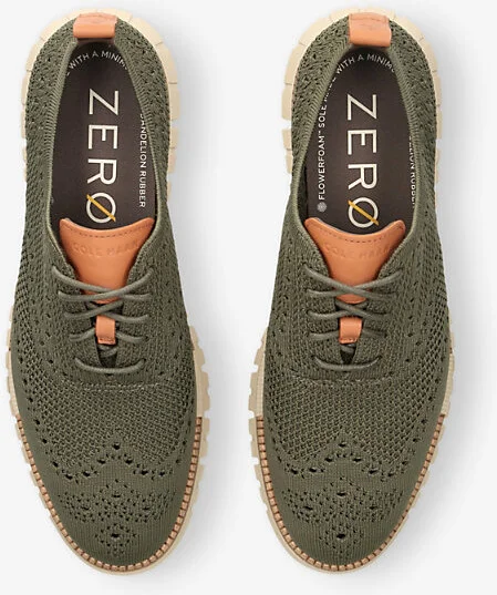 Mens Khaki Zerøgrand Wingtip Stitchlite Knitted Oxford Shoes Eur 40 / 6 Uk Men - Image 2