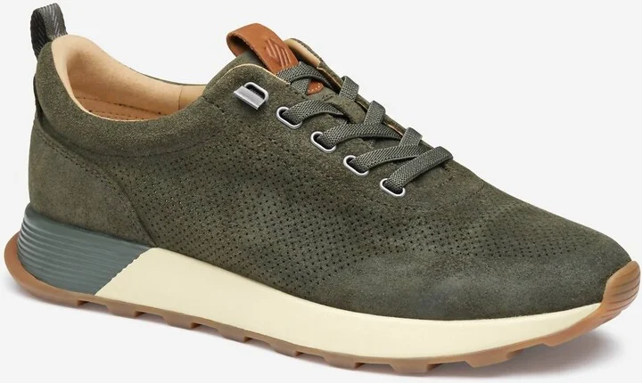 Men's Kinnon Perfed Jogger In Olive Oiled Suede