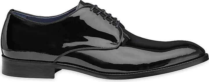 Men's Kinser Patent Leather Lace-Up Shoes - Black - Size 8