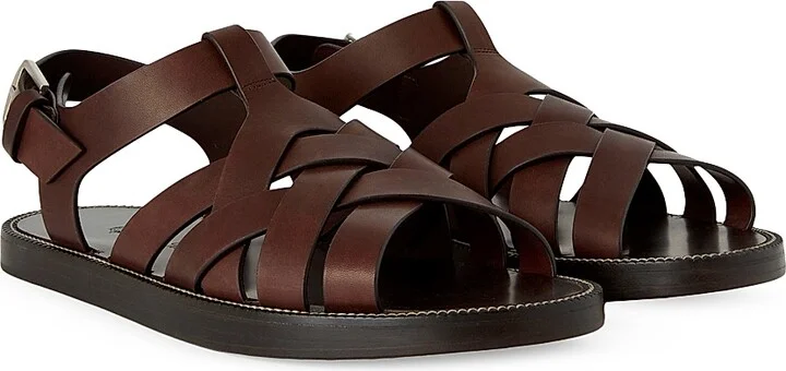 Men's Kumihimo Leather Sandals - Light Chocolate - Size 8 - Image 2