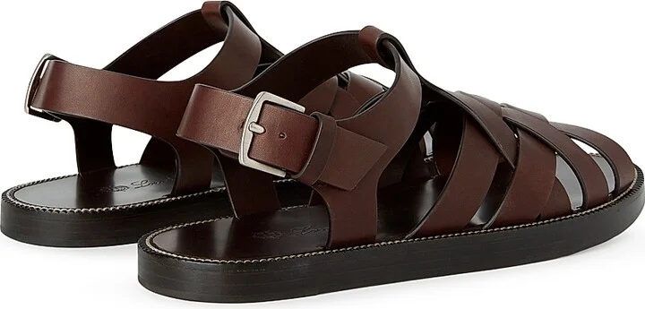 Men's Kumihimo Leather Sandals - Light Chocolate - Size 8 - Image 3