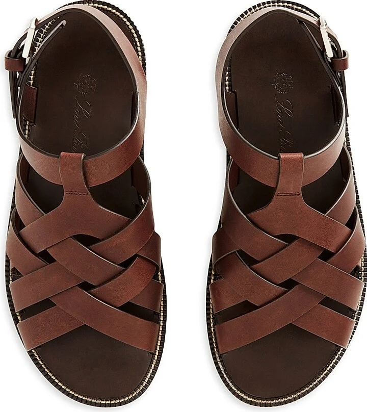 Men's Kumihimo Leather Sandals - Light Chocolate - Size 8 - Image 4