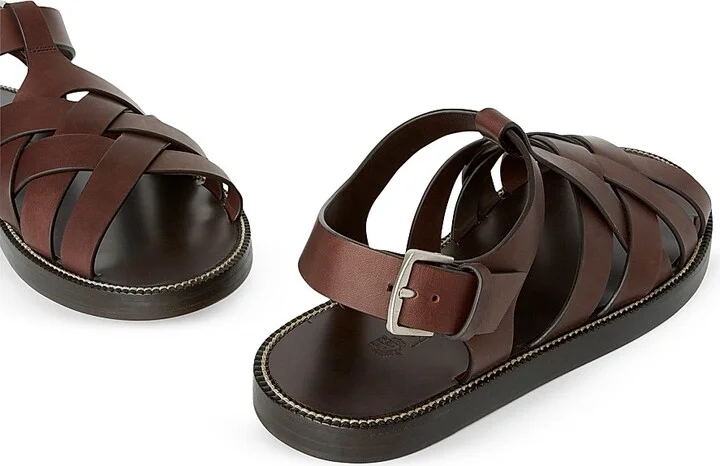 Men's Kumihimo Leather Sandals - Light Chocolate - Size 8 - Image 6