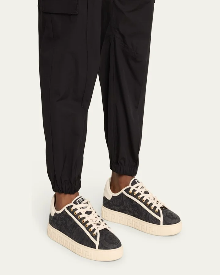 Men's La Greca Baroque Canvas Low-Top Sneakers - Image 2