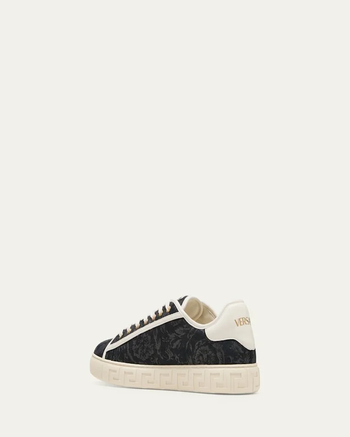 Men's La Greca Baroque Canvas Low-Top Sneakers - Image 4